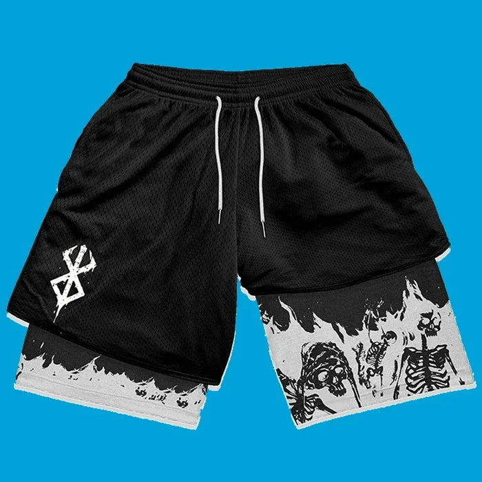 Y2K Summer Men Streetwear Anime High Waist Oversize Breathable Gym Short Pants Training Fitness Workout Track Shorts Clothes