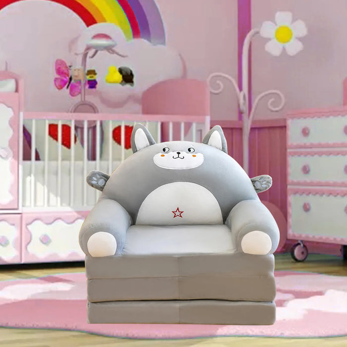 Foldable Kid Sofa Backrest Armchair Cover Plush Cute Cartoon Children Lazy Sofa Flip Open Sofa Cover For Living Room Bedroom
