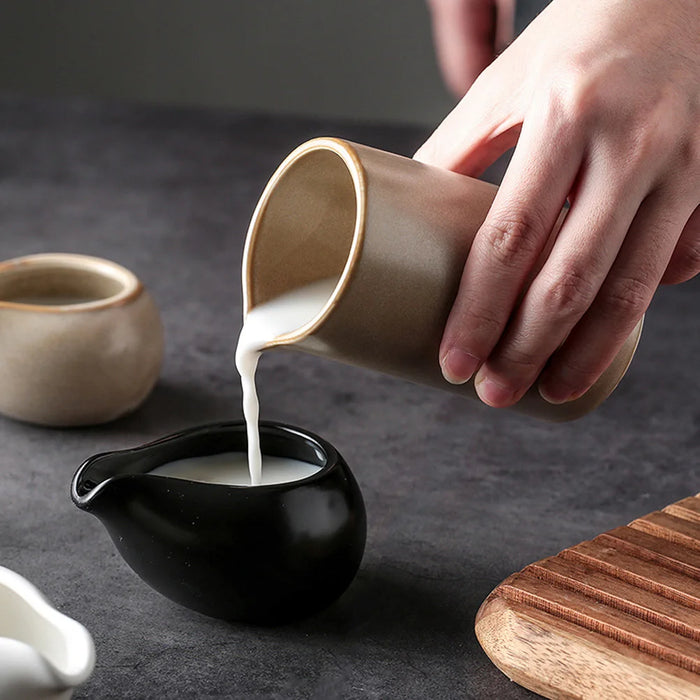 Ceramic Milk Jug Milk Pitcher Cup Creamer Syrup Frothing Dispenser Afternoon Tea Cafe Barista Coffee Maker Tools Coffeeware