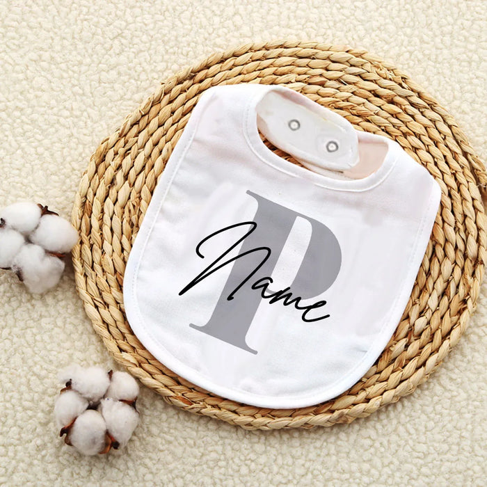 Personalised Baby Bib Bibs Custom Initial with Name Boys Cotton Infant Saliva Towel Letter Print Bib Baptism Baby Shower Gifts