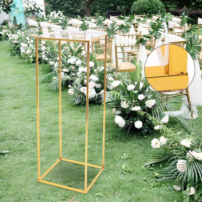 Transparent Top Flower Floor Stand Metal Column Flower Stand Arrangement For Wedding Party Dinner Centerpiece Decoration