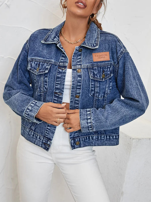 Benuynffy Turn-down Collar Loose Denim Jacket Women Spring and Autumn Single Breasted Female Outwear Casual Jean Coats Jackets