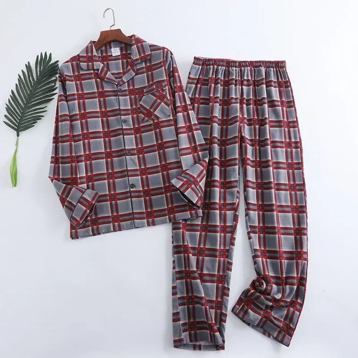 Men's Home Suits Long-sleeved Trousers Suits for Autumn and Winter Pijamas for Men Flannel Plaid Design Pajamas for Men