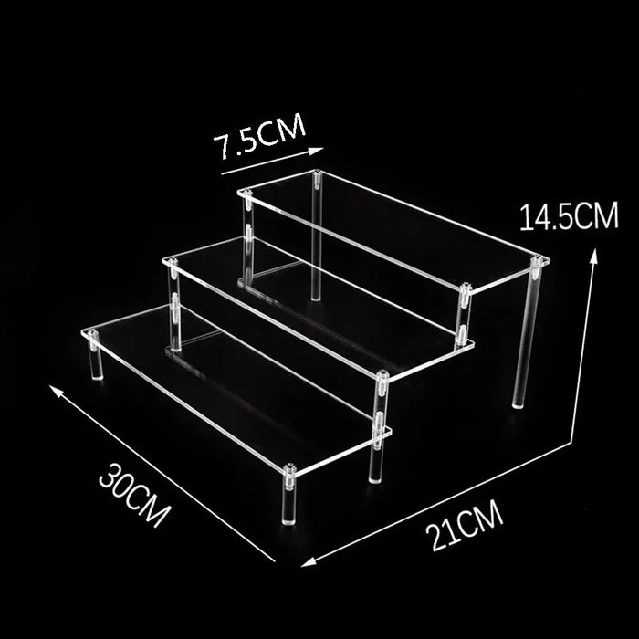Acrylic Display Stand Pottery Storage Rack Doll Clay Figurine Display Stand Transparent Ladder Makeup Organization Shelf