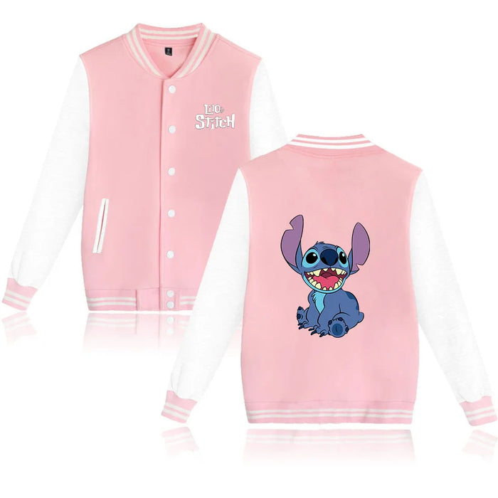 Disney Lilo Stitch Baseball Jacket Men Women Hip Hop Harajuku Jackets Streetwear Kids Boys Girls Loose College Coats