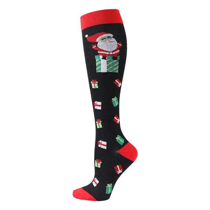 Medical Knee High Running Cycling 20-30 Mmhg Women Sport Sock ONE Pair Nurse Christmas Compression Socks Running