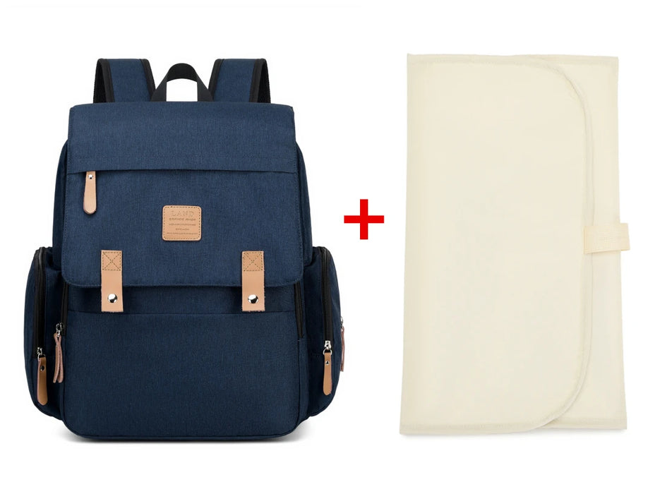 Original LAND Mommy Diaper Bags Mother Large Capacity Travel Nappy Backpacks with changing mat Baby Nursing Bags Real Leather