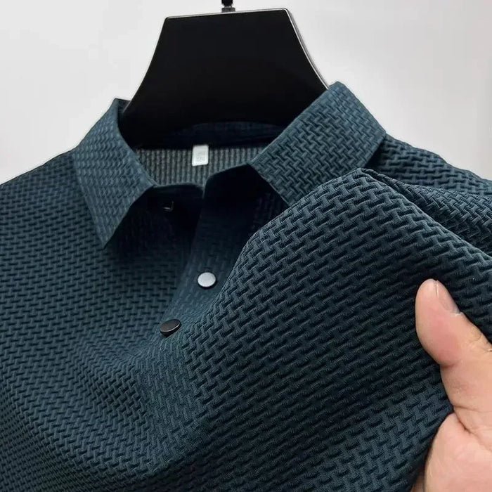 Upto 5XL Summer New Men's Lop-up Hollow Short-sleeved Polo Shirt Ice Silk -VIP Link