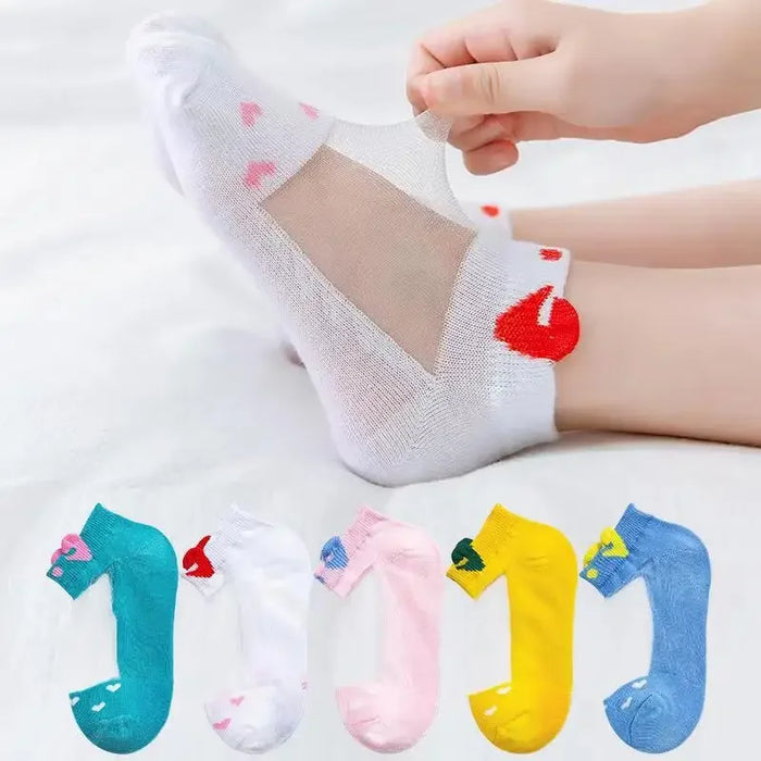5 Pairs/lot 0-12Y Children Ultrathin Mesh Socks Baby Boys Girls Summer Cute Cotton Breathable Thin Soft Boat Socks Kids Socks