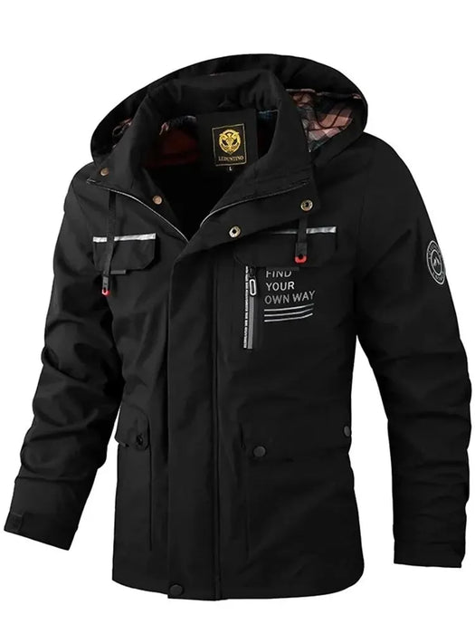 Fashion Men's Casual Windbreaker Jackets Hooded Jacket Man Waterproof Outdoor Soft Shell Winter Coat Clothing Warm Plus Size