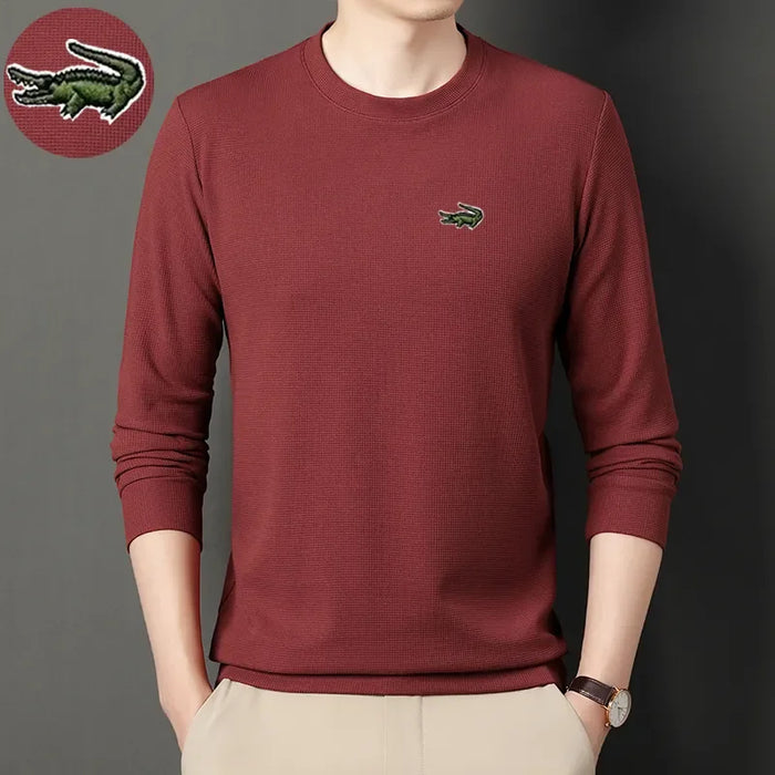 High quality Men's Long Sleeve T-shirt Spring And Autumn Cotton Embroidered Polo Shirt Lapel Men's Clothing Base Shirt Loose