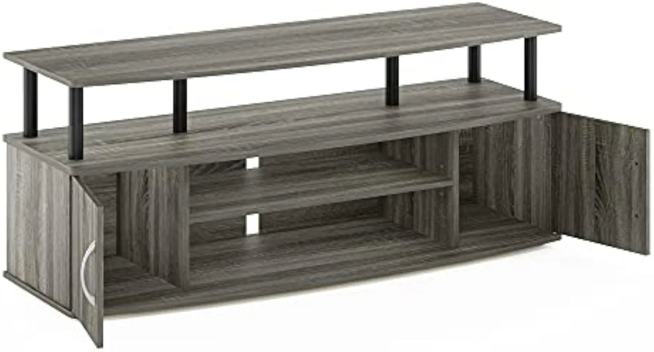 Furinno JAYA Large Entertainment Stand for TV Up to 55 Inch, French Oak Grey/Black