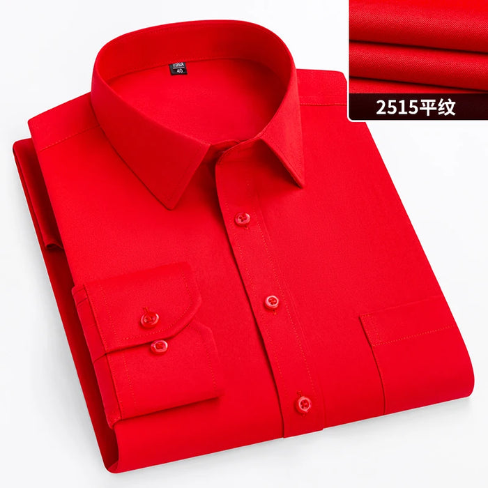 Autumn Men Office Shirt Long Sleeve Loose Plus Size 10XL 11XL 9XL Formal Dress Shirts Business Blue Black Solid Patchwork 160KG
