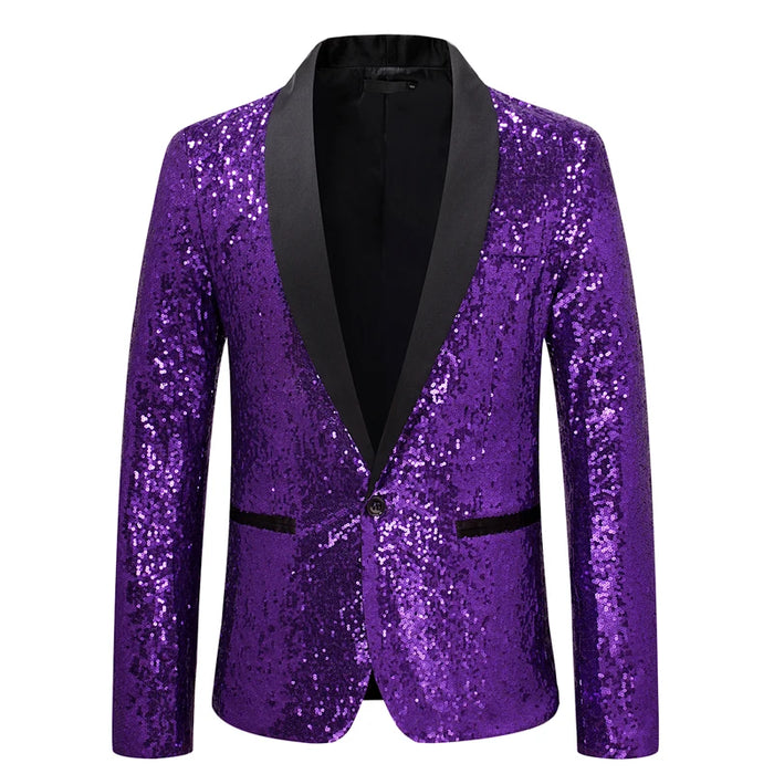 Shiny Gold Sequin Glitter Embellished Blazer Jacket Men Nightclub Prom Suit Blazer Men Costume Homme Stage Clothes For singers