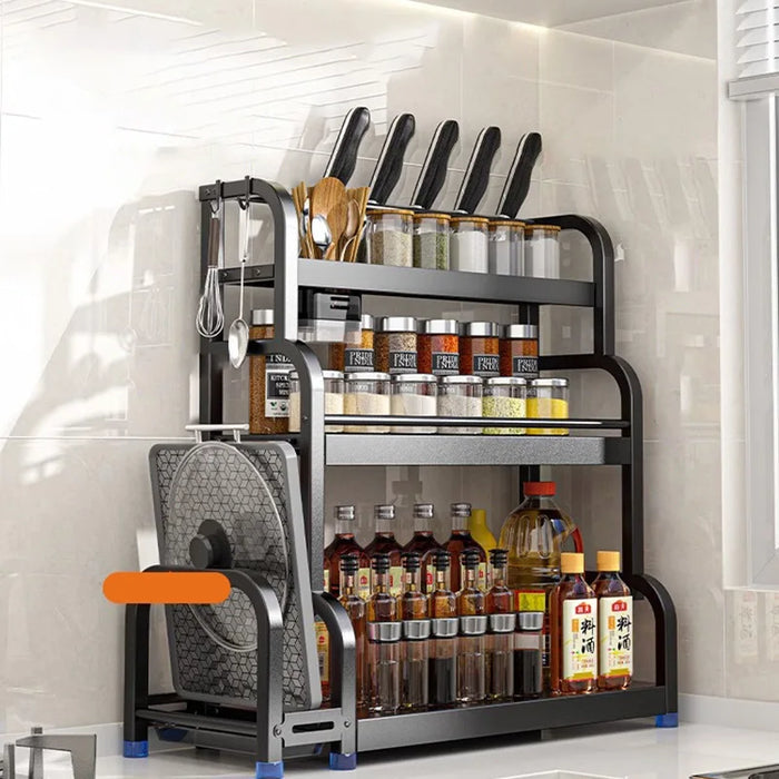 GIANXI Black Detachable Condiment Spice Display Cabinet Kitchen Sideboard Spice Tool Carrier Kitchen Cabinet Home Furniture