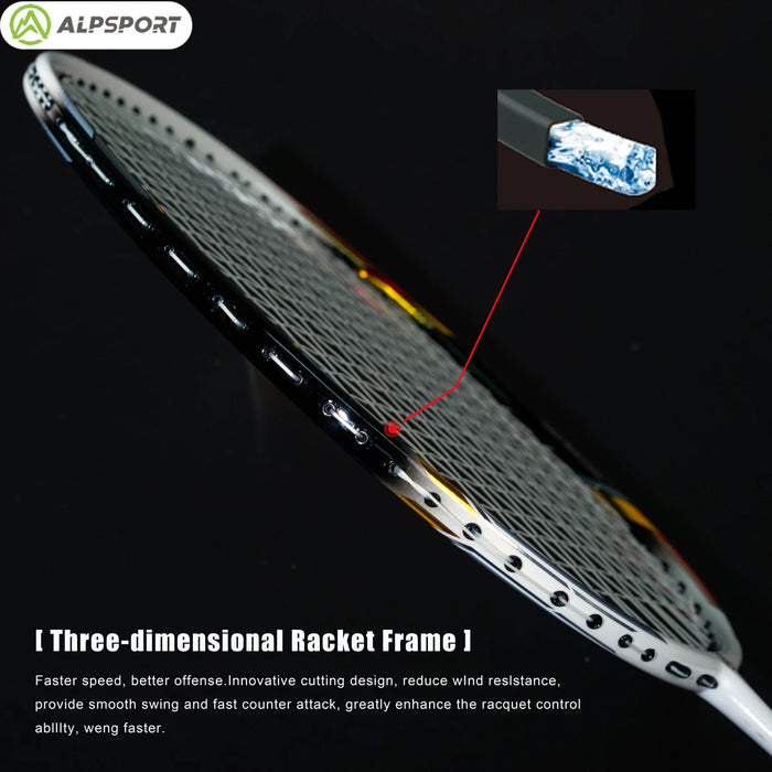 Alpsport AIR 10U  Ultralight 52g T800 Badminton Racket Fast rebound  Imported max 28lbs Carbon fiber + titanium badminton racket