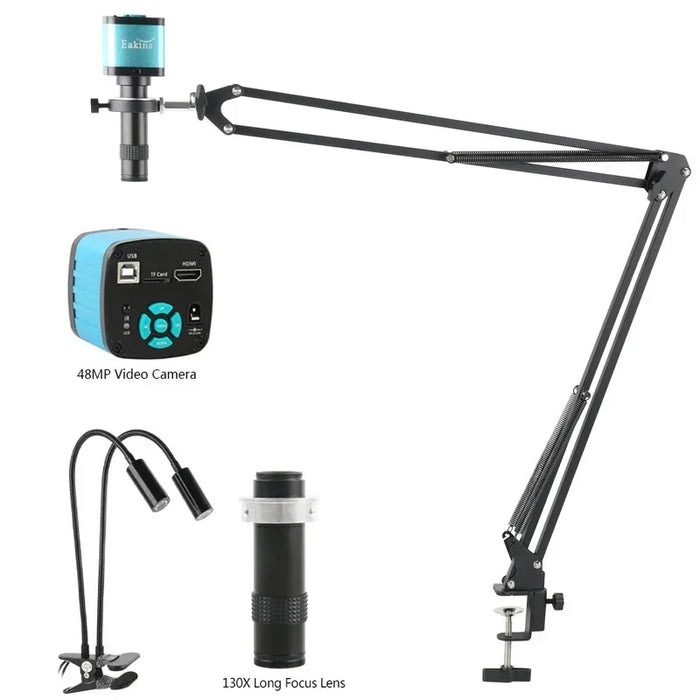 55MP 48MP 4K 1080P HDMI USB Video Microscope Camera 1-130X Infinitely Far C Mount Lens LED Light for Digital Image Acquisition