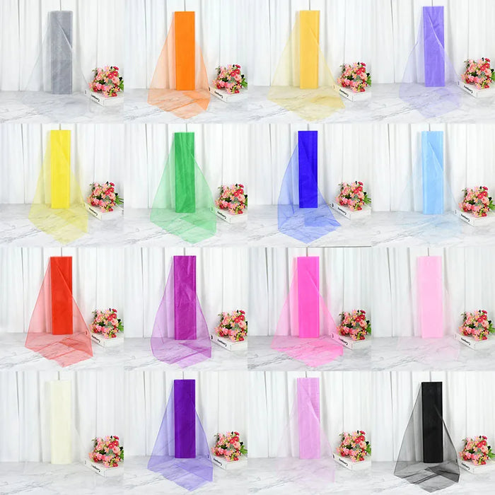 10/5m Wedding Decoration Tulle Roll Crystal Organza Sheer Fabric For Birthday Party Backdrop Wedding Chair Sashes Decor Yarn