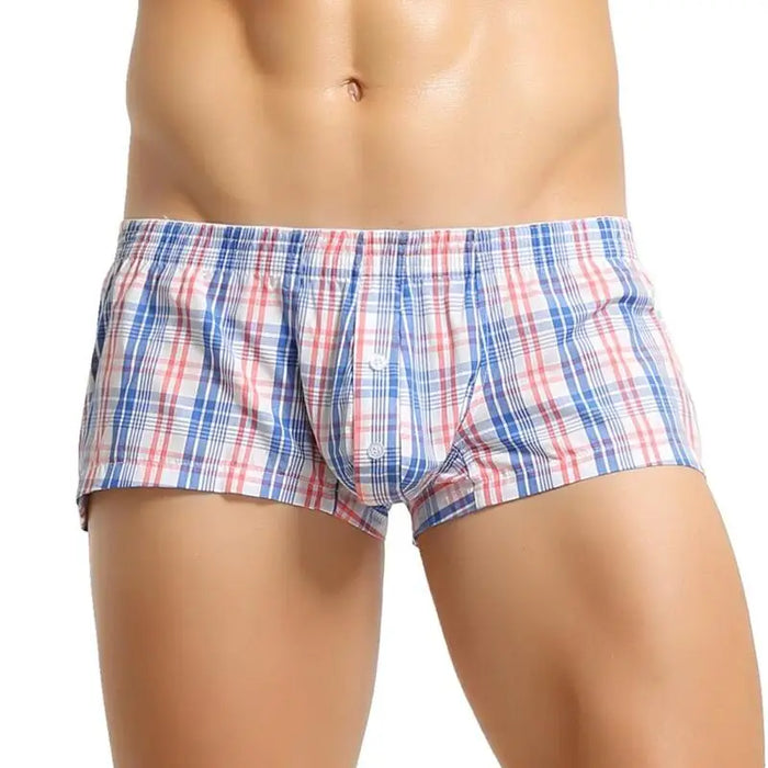 SEOBEAN Men's Underwear Sleepwear Lounge Shorts Cotton Plaid Boxer Shorts Thin Home Arrow Panties Men Pajamas Sleep Bottoms