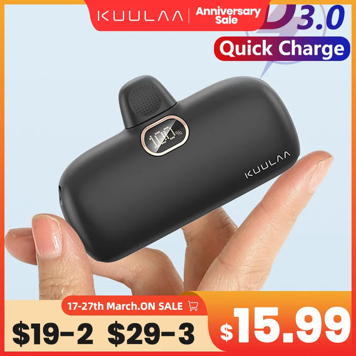 KUULAA Mini Power Bank 5000mAh PowerBank QC PD Fast Charging For iPhone 15 14 13 Batterie Externe Portable Charger For Samsung
