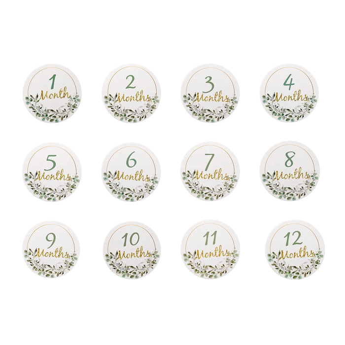 12pcs Baby Milestone Number Monthly Memorial Cards Newborn Baby Paper Wooden Engraved Age Photography Accessories Birthing Gift