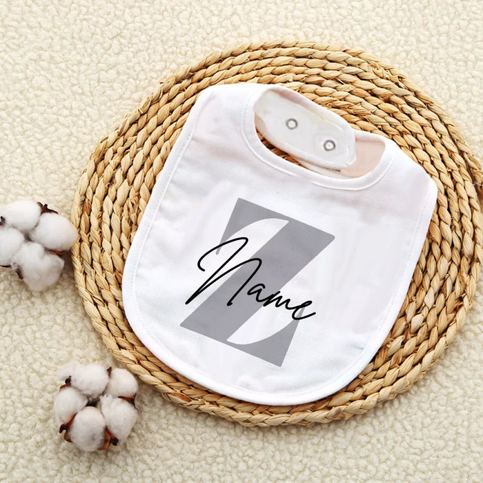 Personalised Baby Bib Bibs Custom Initial with Name Boys Cotton Infant Saliva Towel Letter Print Bib Baptism Baby Shower Gifts