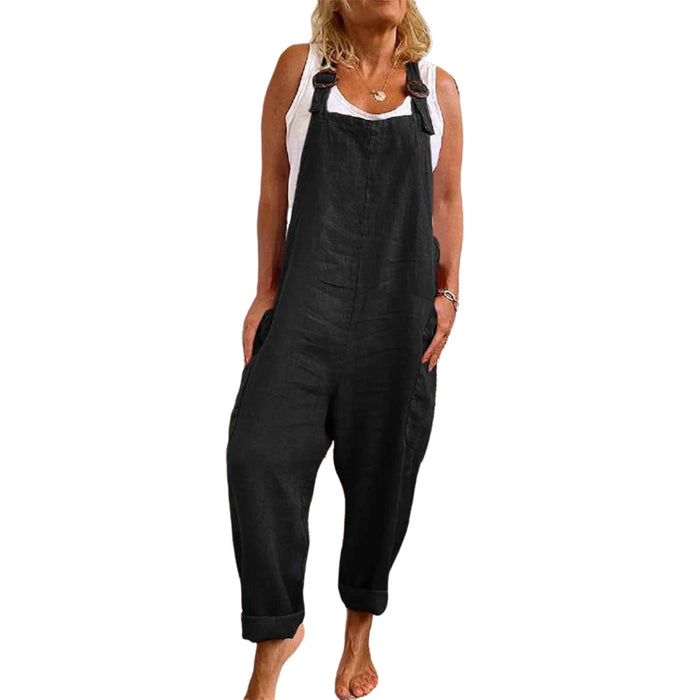 Cotton Blend Plus Size Jumpsuit Women 2023 AutumnCasual Solid Overalls Bodysuits Oversized Wide Leg Pants Female Clothing  Rompe