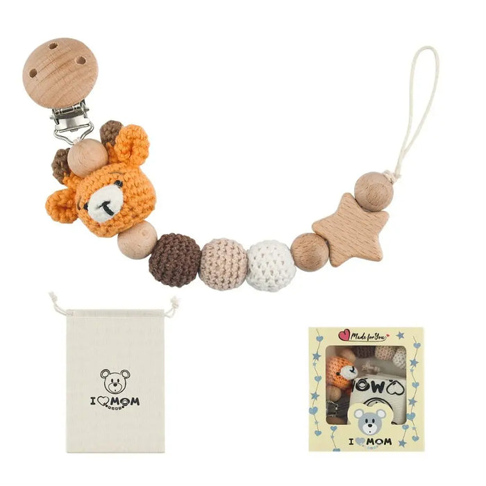 Children Nipple Holder Clips Baby Pacifier Chain Baby Teether Toys Straps Pacifier Holder Clips Crochet Animal Pacifier Clips
