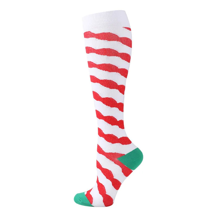 Medical Knee High Running Cycling 20-30 Mmhg Women Sport Sock ONE Pair Nurse Christmas Compression Socks Running