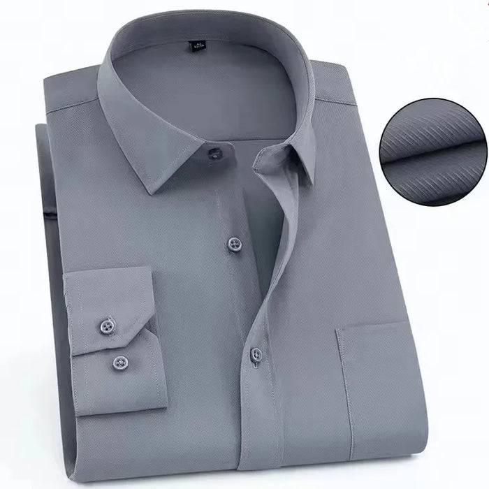 Autumn Men Office Shirt Long Sleeve Loose Plus Size 10XL 11XL 9XL Formal Dress Shirts Business Blue Black Solid Patchwork 160KG