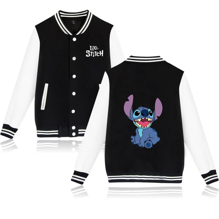 Disney Lilo Stitch Baseball Jacket Men Women Hip Hop Harajuku Jackets Streetwear Kids Boys Girls Loose College Coats