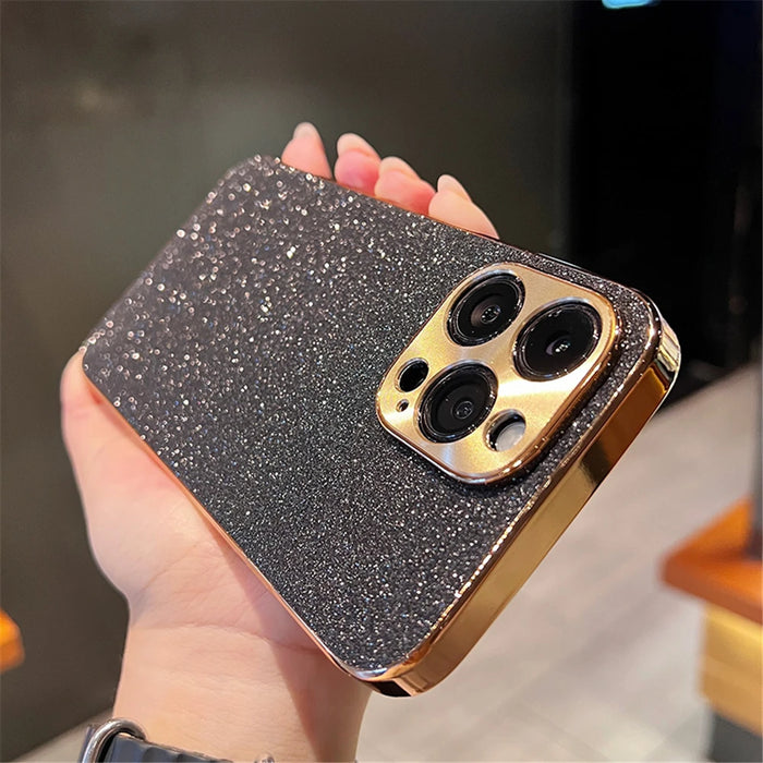 Luxury Plating Bling Glitter Rhinestones Gem Diamond Phone Case For iPhone 15 13 12 11 14 Pro Max Camera Protection Soft Cover