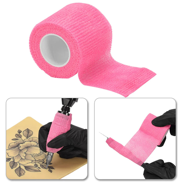 5cmx1.8m Tattoo Grip Wraps Self-Adhesive Tattoo Grips Cover Elastic Finger Wrist Protection Sweat Absorbing for Tattoo Machine