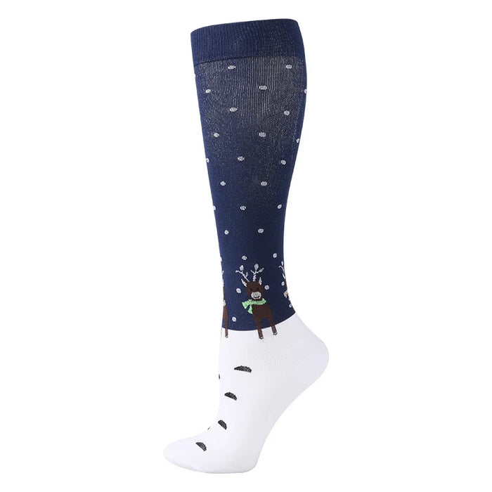 Medical Knee High Running Cycling 20-30 Mmhg Women Sport Sock ONE Pair Nurse Christmas Compression Socks Running