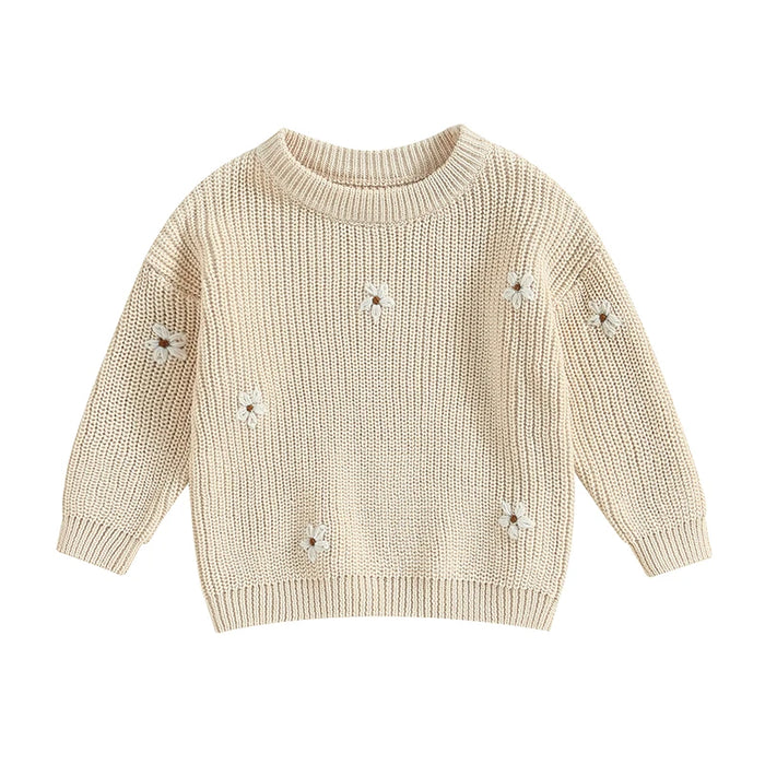 Newborn Baby Girls Winter Flower Sweater Clothes 2023 Autumn Newborn Infant Clothing Pullover Knitted Kids Sweaters