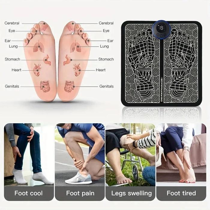 Electric Foot Massage Mat Relaxes Foot Acupoint Massage Mat Improves Blood Circulation 8 Modes 19 Level Relaxation USB Charging