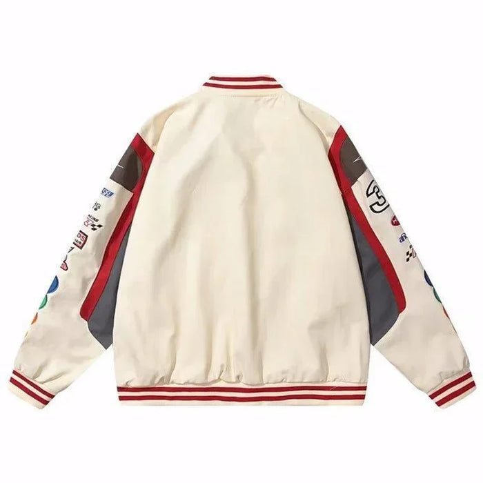 Bomber Jacket Men Women Hip Hop Embroidery Motorcycle Loose Baseball Coat Casual High Quality Street Racing Varsity Outwear New