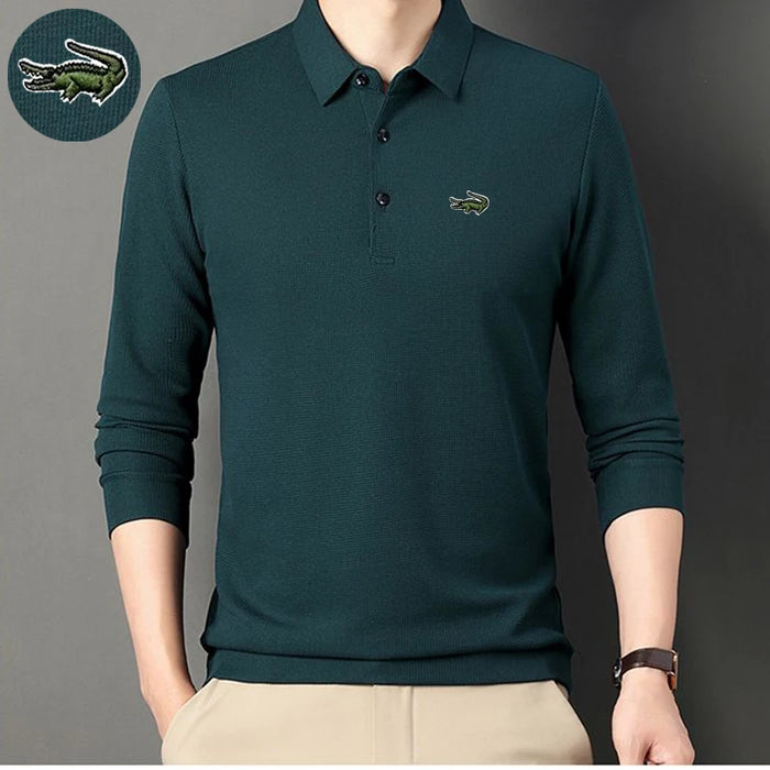 High quality Men's Long Sleeve T-shirt Spring And Autumn Cotton Embroidered Polo Shirt Lapel Men's Clothing Base Shirt Loose
