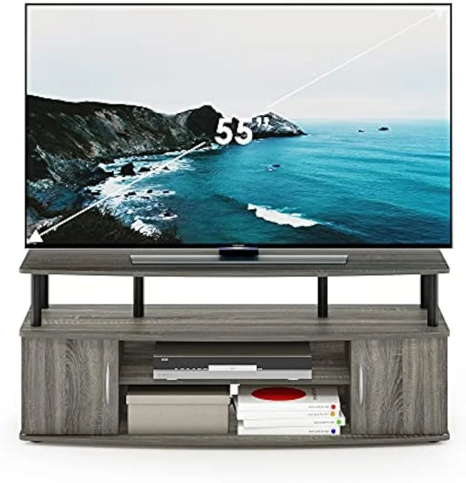 Furinno JAYA Large Entertainment Stand for TV Up to 55 Inch, French Oak Grey/Black