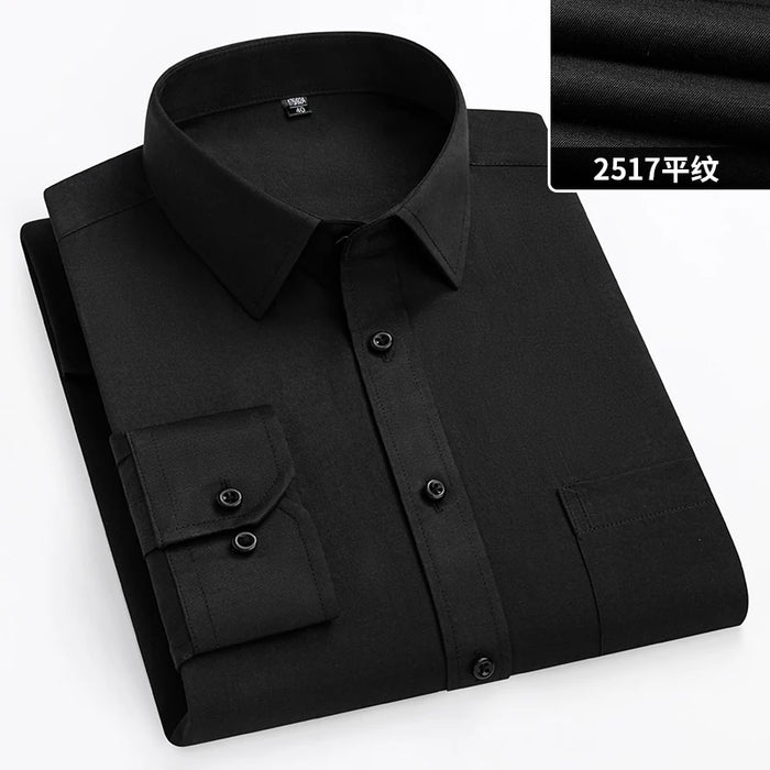 Autumn Men Office Shirt Long Sleeve Loose Plus Size 10XL 11XL 9XL Formal Dress Shirts Business Blue Black Solid Patchwork 160KG
