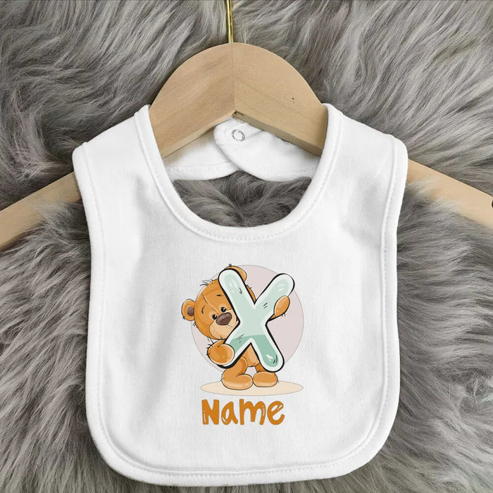 Personalised Baby Bibs Custom Initial Wite Name Boy Girl Cotton Bib  Newborn Saliva Towel Cute Bear Print Bib Baby Shower Gift