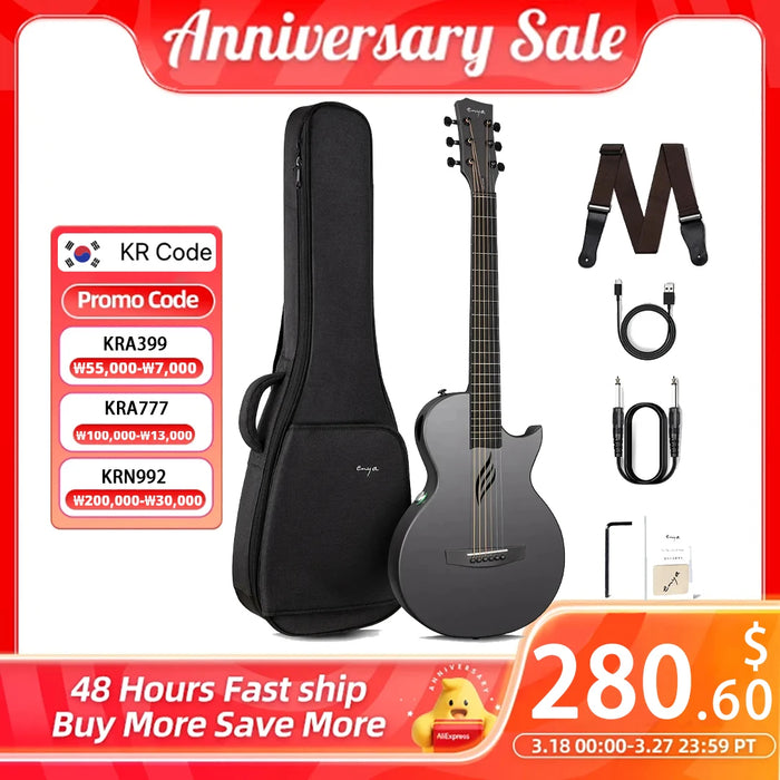 Enya Nova Go SP1 35 Inch Smart Guitar Portable Carbon Fiber Acoustic Electric Travel Guitarra with Case and Charging Cable