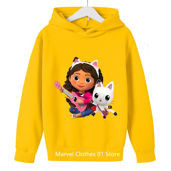 Kawaii Gabbys Dollhouse Hoodie Kids Clothes Girls Clothing Fashion Baby Boys Clothes Autumn Warm Sweatshirt Children Tops