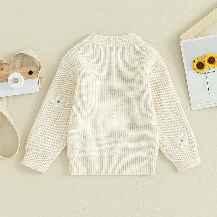 2023-09-05 Lioraitiin 0-24M Newborn Baby Girls Sweaters Clothes Toddler Flower Embroidery Knitted Loose Jumpers Tops Costume