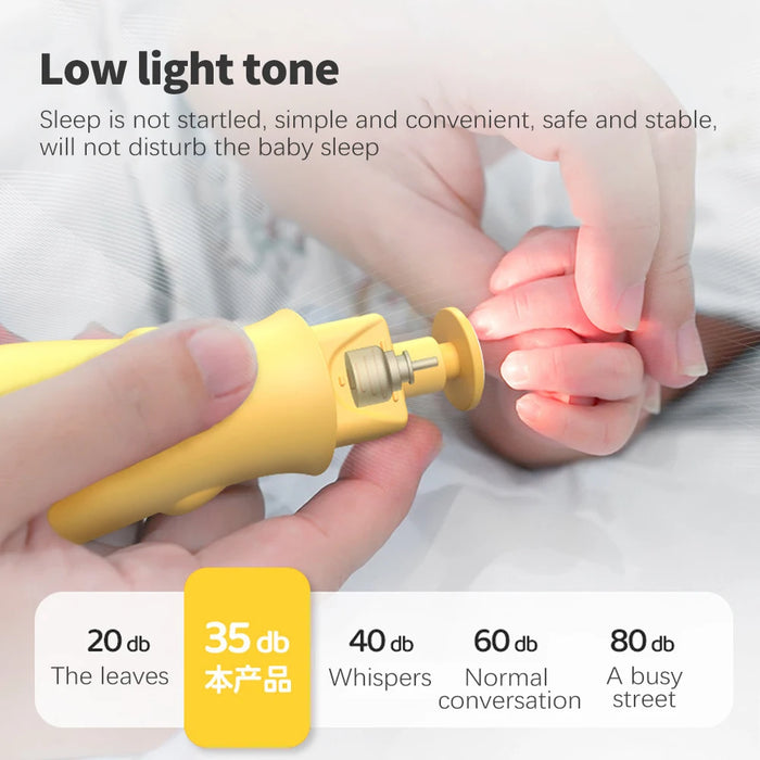 Baby Nail Trimmer Electric Low Noise Baby Nail File with 6 Replacement Pads Cartoon Nail Clippers Baby Care Nail Trimmer
