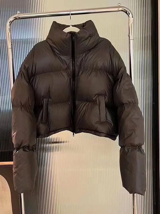 Jmprs Thick Women Parkas Winter Warm Loose Puffy Coats Cotton Padded Stand Collar Korean Jackets Black Fashion Female Clothes