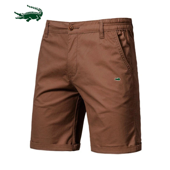 2023 New Summer 100% Cotton Solid Shorts Men High Quality Casual Business Social Elastic Waist Men Shorts 10 Colors Beach Shorts