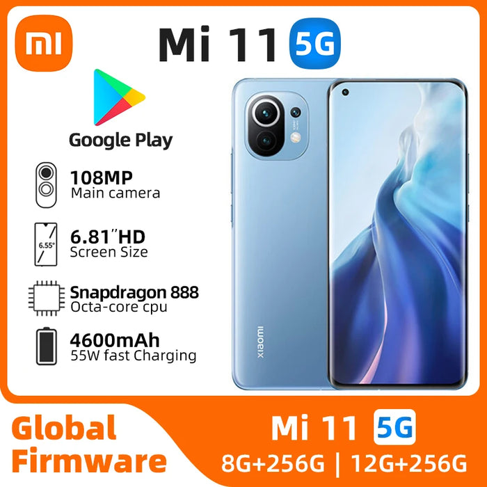 Xiaomi Mi 11 Android 5G Unlocked 6.81 inch 12GB RAM 256GB ROM Snapdragon 888 All Colours in Good Condition Original used phone