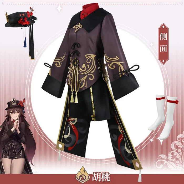 Cosplay Genshin Impact Anime Game Hutao Costume Wig Stricker Accessories Uniform Hu Tao Halloween Women Clothes