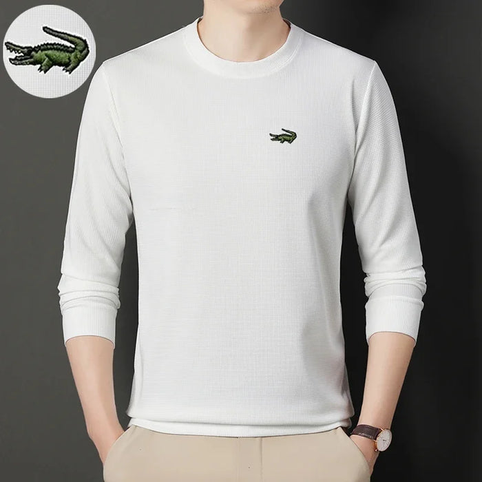 High quality Men's Long Sleeve T-shirt Spring And Autumn Cotton Embroidered Polo Shirt Lapel Men's Clothing Base Shirt Loose